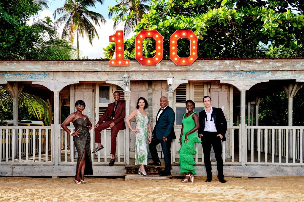 Death in Paradise 100th Episode, Darlene (GINNY HOLDER), Marlon Pryce (TAHJ MILES), Catherine Bordey  (ELIZABETH BOURGINE), Selwyn Patterson (DON WARRINGTON), Naomi Thomas  (SHANTOL JACKSON), DI Neville Parker (RALF LITTLE),100th Episode